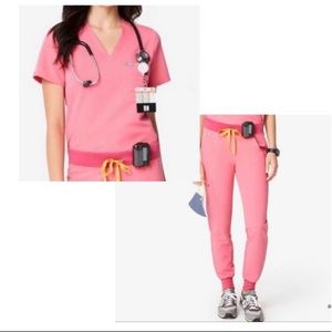 FIGS Neon Pink Scrub Set